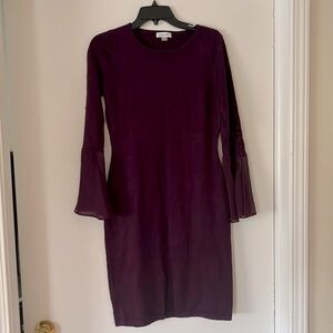 Calvin Klein Women’s Long Sleeve Button Flare Sleeve Knit Midi Dress